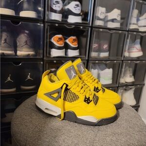 Jordan 4 women Bright Yellow and Dark Gray Sneakers